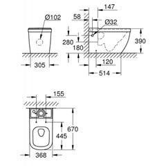 Grohe Euro Ceramic Pack WC à poser haut de gamme, alimentation latérale (39462999) 4