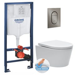 Grohe Pack WC Bâti support + Cuvette Swiss Aqua Technologies sans bride + Plaque S Arena Hard graphite brossé (RapidSLSAT-S) 0