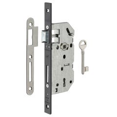THIRARD - Serrure encastrable Monomax NF à clé pour porte de chambre, axe 40mm, bouts carrés, têtière noire, 1 clé