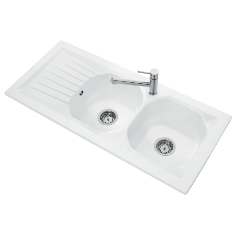 Villeroy et Boch évier céramique à encastrer Nestor plus 113 x 51cm, blanc