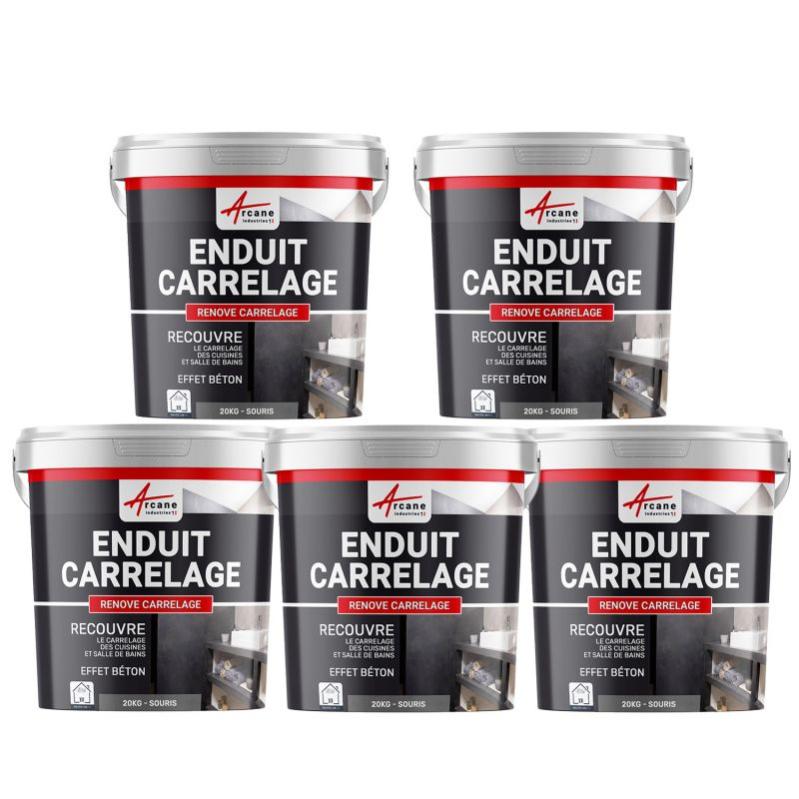 Enduit Carrelage Pour Mur Et Sol - Renove Carrelage - Souris - Offre Spéciale : 5 X 20kg - Arcane Industries