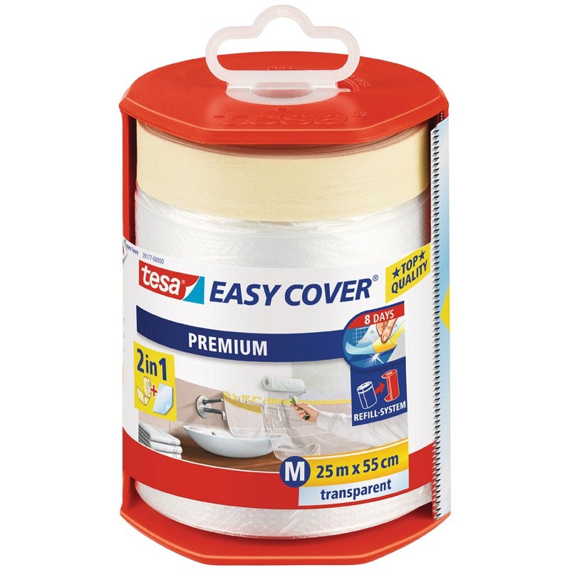 Tesa 59179-00003-02 Easy Cover Premium L Ruban de masquage avec bache/dérouleur 33 m x 1400 mm (Par 6) 0
