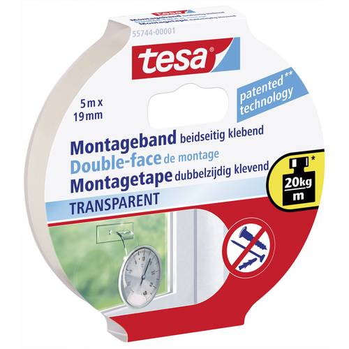 Ruban de montage tesa® Powerbond tesa 55744-00001-02 transparent (L x l) 5 m x 19 mm caoutchouc 1 pc(s)