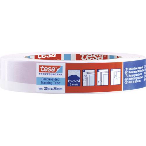 tesa DOUBLE-SIDED 04836-00001-00 Ruban adhésif double-face tesa® Professional rouge/blanc (L x l) 25 m x 25 mm 1 pc(s)