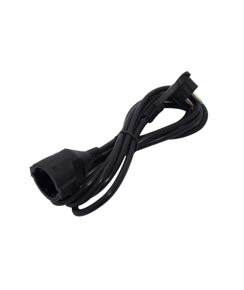 CHACON Rallonge électrique 3 m HO5VVF 3x1,5 mm2 noir avec fiche plate