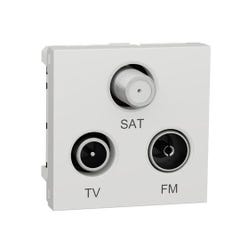 prise télévision - tv + fm + sat - 2 modules - blanc - schneider electric nu345018 0