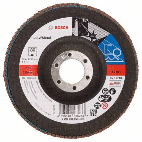 Plateau à lamelles bosch best for metal à surface bombée ø125 grain 80 - 2608606924
