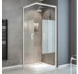Schulte accès d'angle droit avec portes de douche coulissantes, 90 x 90 x 190 cm, 5 mm, verre sablé au milieu, profilé blanc