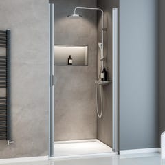 Schulte porte de douche pivotante, 90 x 180 cm, verre transparent 5 mm, profilé alu-argenté, Sunny 0