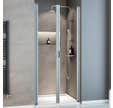 Schulte porte de douche 2 battants, porte de douche battante en niche, 80 x 180 cm, verre 5 mm transparent, profilé alu-nature