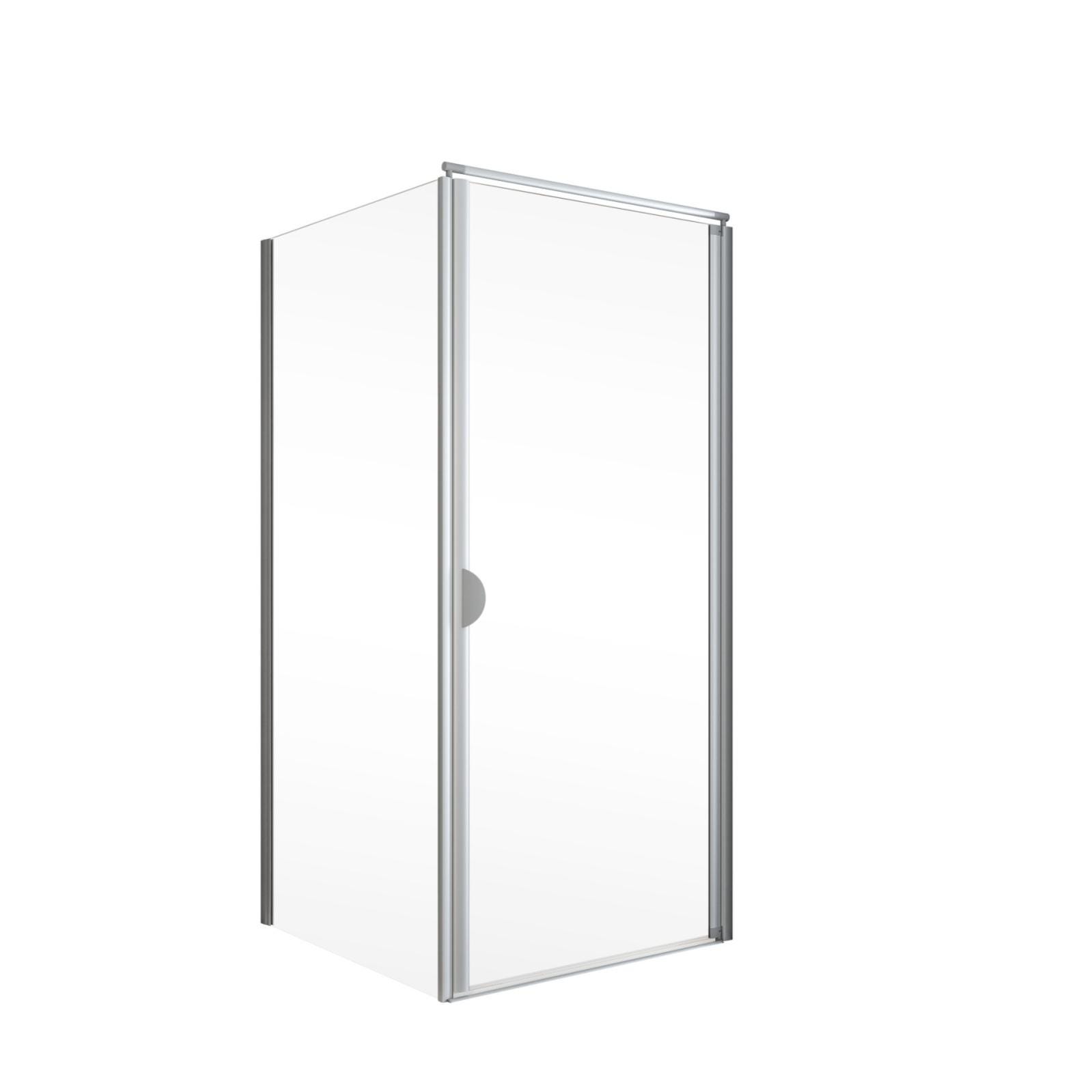 Schulte porte de douche pivotante + paroi de retour fixe, 90 x 90 x 180 cm, verre 5 mm transparent, profilé alu-nature, Sunny 2