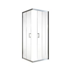 Schulte paroi de douche acces d'angle droit avec portes de douche coulissantes, 90 x 90 x 190 cm, 5 mm, verre transparent, aspect chromé, Sunny 1