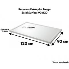 Receveur extra plat 90x120 en solid surface Tango 2
