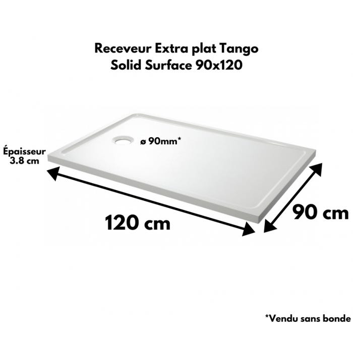 Receveur extra plat 90x120 en solid surface Tango 2
