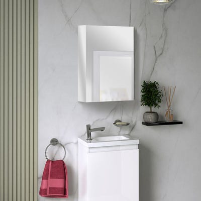Armoire de toilette OSLO 40cm - 1 porte avec miroir - blanc 1