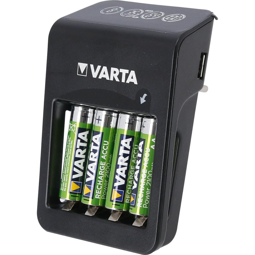 Chargeur de piles rondes Varta LCD Plug Charger+ 4x 56706 avec accus NiMH LR03 (AAA), LR6 (AA), 6LR61 (9 V) 5