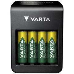 Chargeur de piles rondes Varta LCD Plug Charger+ 4x 56706 avec accus NiMH LR03 (AAA), LR6 (AA), 6LR61 (9 V) 0