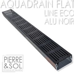 Caniveau plat H 5 cm Grille aluminium NOIR - AquaDrain - FLAT - LINE ECO - Caniveau de 100 cm 0