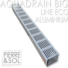Caniveau BIG Grille aluminium - AquaDrain - 100/100 - LINE ECO - Caniveau de 100 cm 0