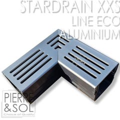 Caniveau XXS MINI L 6,5 cm Grille aluminium - StarDrain - LINE ECO - Élément d'angle 0