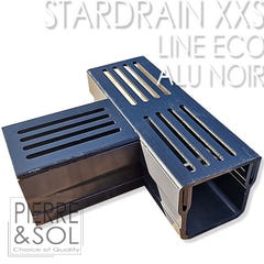Caniveau XXS MINI L 6,5 cm Grille aluminium NOIR - StarDrain - LINE ECO - Pièce en T 0