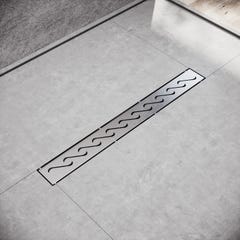 SIRHONA Drain de douche rectangulaire de 80cm avec grille à motifs de briques,Drain de plancher de douche comprend pieds de nivellement réglables 1