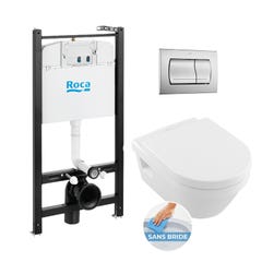 Roca Pack Bâti-support Roca Active + WC sans bride Villeroy & Boch + plaque chrome mat (RocaActive5684-2) 0