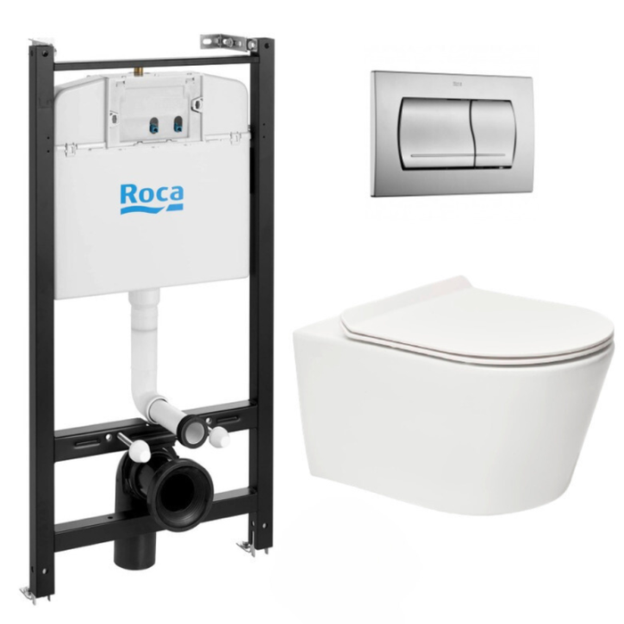 Roca Pack Bâti-support Roca Active + WC sans bride SAT Brevis + plaque chrome mat (RocaActiveBrevis-2) 0