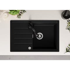 Evier Cuisine en Granit Noir Metallic, 78 x 50 cm, Lavabo 1 bac + Kit de Vidage, Évier à Encastrer de Primagran 8