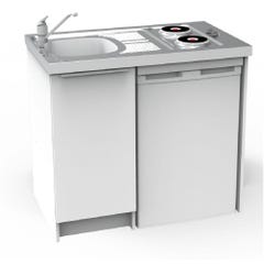Meuble bas kitchenette CLASSIK 100cm 1 porte avec niche pour réfrigérateur - MODERNA - ABCE100D05 2
