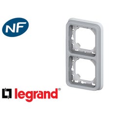 Support plaque étanche PLEXO composable IP55 gris 2 postes verticaux - LEGRAND - 069684 1