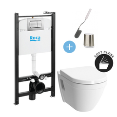 Roca Pack Bâti-support Roca Active + WC suspendu Vitra + Abattant soft close + plaque chrome + brosse de toilette 0