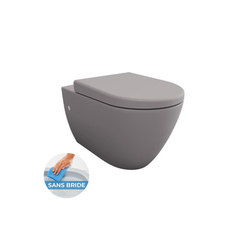 Grohe Pack WC autoportant avec WC sans bride gris mat et fixations invisibles + Plaque chrome (ProjectGreyBello-1) 2