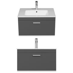 RUBITE Meuble salle de bain simple vasque 1 tiroir gris anthracite largeur 70 cm 3