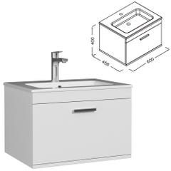 RUBITE Meuble salle de bain simple vasque 1 tiroir blanc largeur 60 cm 3
