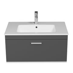 RUBITE Meuble salle de bain simple vasque 1 tiroir gris anthracite largeur 80 cm 3