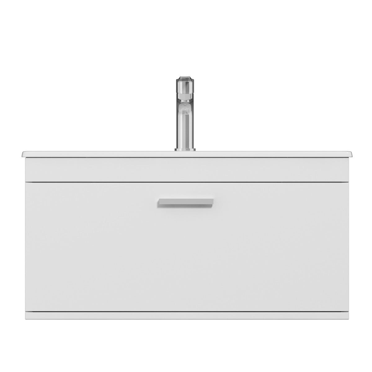 RUBITE Meuble salle de bain simple vasque 1 tiroir blanc largeur 80 cm 4