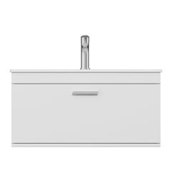RUBITE Meuble salle de bain simple vasque 1 tiroir blanc largeur 80 cm 4