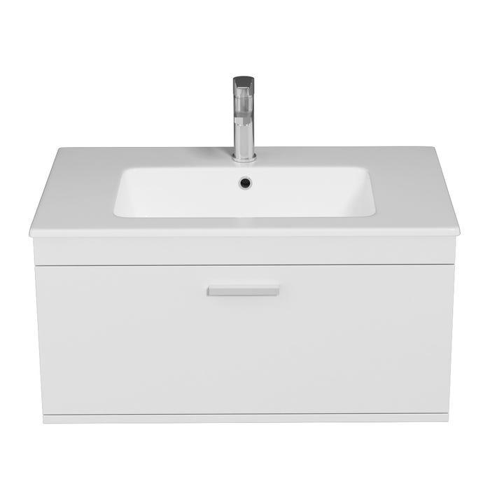 RUBITE Meuble salle de bain simple vasque 1 tiroir blanc largeur 80 cm 3