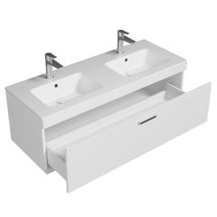 RUBITE Meuble salle de bain double vasque 1 tiroir blanc largeur 120 cm 1