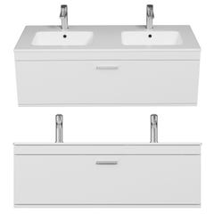 RUBITE Meuble salle de bain double vasque 1 tiroir blanc largeur 120 cm 3