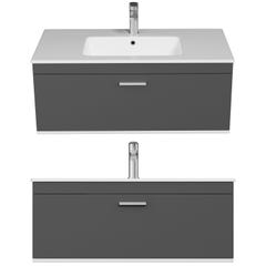 RUBITE Meuble salle de bain simple vasque 1 tiroir gris anthracite largeur 100 cm 3