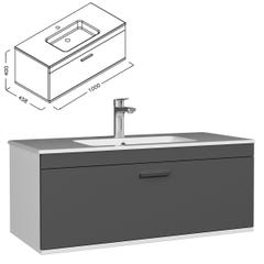 RUBITE Meuble salle de bain simple vasque 1 tiroir gris anthracite largeur 100 cm 2