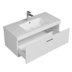 RUBITE Meuble salle de bain simple vasque 1 tiroir blanc largeur 100 cm 1