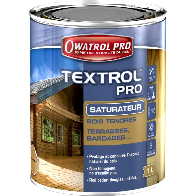 Textrol Pro - Saturateur spécial pour bois tendre - Owatrol Pro - 1 L Gris Vieilli 0