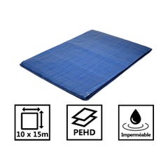Bâche plastique 10x15 m bleue 80g/m² - bâche de protection polyéthylène 1