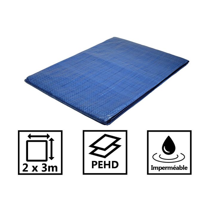 Bâche plastique 2x3 m bleue 80g/m² - bâche de protection polyéthylène 1