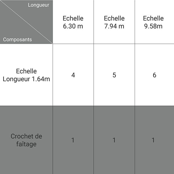 Echelle de couvreur de 9,58m de longueur : échelle avec crochets de toit. - EVOKLIP/390/958 1