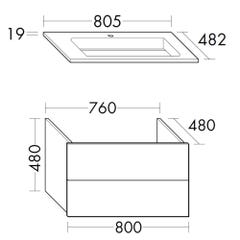 Meuble salle de bain simple vasque BURGBAD Cosmo 80 cm blanc mat 4
