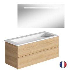 Meuble salle de bain simple vasque BURGBAD Cosmo 80 cm chêne cachemire + miroir 0